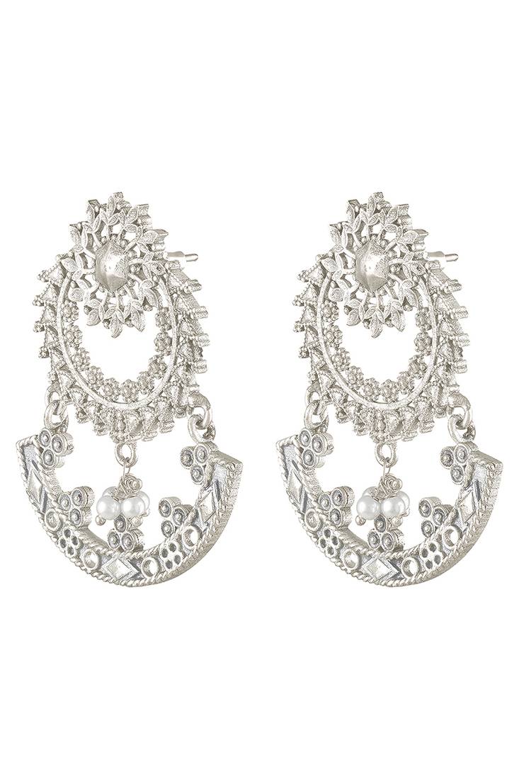 Oxidized silver plated lariya studded dangle earrings fashion jewellery for women & girls