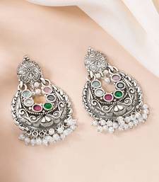 Oxidized silver plated multicolor crystals & lariya studded dangle earrings jewellery