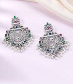 Oxidized silver plated multicolor crystals & lariya studded dangle earrings jewellery