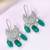 Oxidized silver plated green beads studded dangle earrings fashion jewellery for women & girls