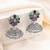 Oxidized silver plated crystals & lariya studded jhumki earrings fashion jewellery for women