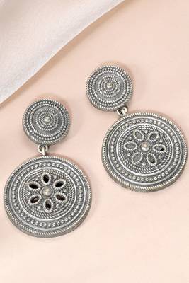 Oxidized silver plated ethnic dangle earrings fashion jewellery for women & girls 1