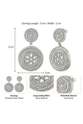 Oxidized silver plated ethnic dangle earrings fashion jewellery for women & girls 3