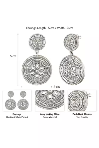 Oxidized silver plated ethnic dangle earrings fashion jewellery for women & girls