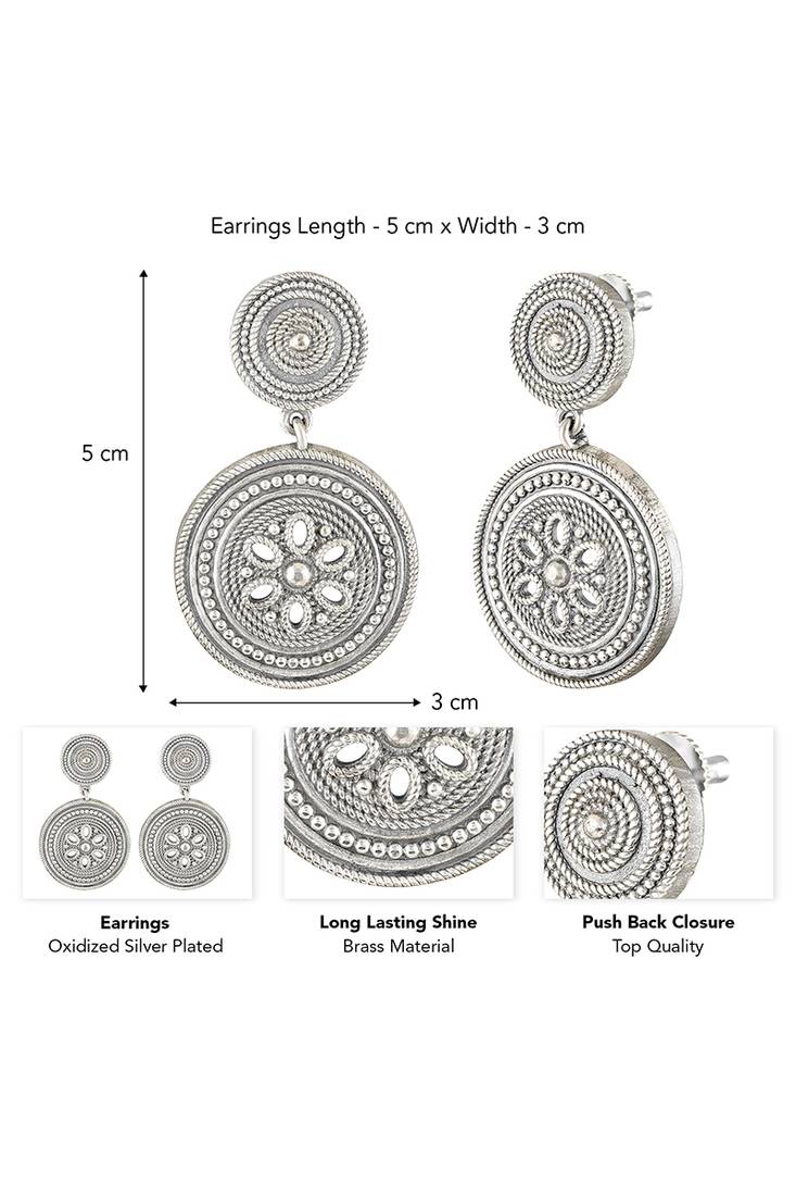 Oxidized silver plated ethnic dangle earrings fashion jewellery for women & girls
