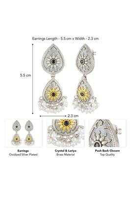 Oxidized silver plated lariya studded ethnic dangle earrings jewellery for women 3
