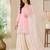 Women's pink cotton straight embroidered kurta set with sharara and dupatta