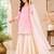 Women's pink cotton straight embroidered kurta set with sharara and dupatta