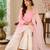 Women's pink cotton straight embroidered kurta set with sharara and dupatta