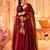 Women's maroon anarkali kurta set with dupatta and pant