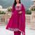 Women's pink silk blend embroidered kurta set with dupatta and pant