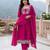Women's pink silk blend embroidered kurta set with dupatta and pant