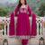 Women's pink silk blend embroidered kurta set with dupatta and pant