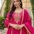 Women's silk pink embroidered a-line kurta set with dupatta and pant