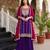 Women's silk blend violet embroidered straight kurta set with dupatta and sharara
