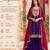 Women's silk blend violet embroidered straight kurta set with dupatta and sharara
