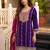 Women's silk blend violet embroidered straight kurta set with dupatta and sharara
