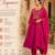Women's pink flared viscose embroidered kurta set with dupatta and pant