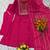 Women's pink flared viscose embroidered kurta set with dupatta and pant