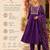 Women's violet flared viscose embroidered kurta set with dupatta and pant