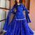 Women's blue heavy georgette with inner printed kurta set with sharara and dupatta