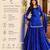 Women's blue heavy georgette with inner printed kurta set with sharara and dupatta