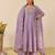 Women's silk blend lavender embroidered kurta set with palazzo and dupatta