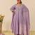 Women's silk blend lavender embroidered kurta set with palazzo and dupatta