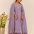 Women's silk blend lavender embroidered kurta set with palazzo and dupatta
