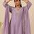 Women's silk blend lavender embroidered kurta set with palazzo and dupatta