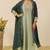 Women's silk blend pista embroidered kurta set with palazzo and dupatta