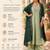 Women's silk blend pista embroidered kurta set with palazzo and dupatta
