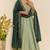 Women's silk blend pista embroidered kurta set with palazzo and dupatta
