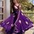 Women's purple embroidered silk blend flared kurta with full inner with palazzo and dupatta