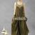 Women's silk blend olive embroidered kurta set with palazzo and dupatta