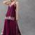 Women's silk blend wine embroidered kurta set with palazzo and dupatta