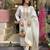 Women's off white straight embroidered viscose kurta set with pant and dupatta