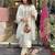 Women's off white straight embroidered viscose kurta set with pant and dupatta