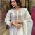 Women's off white straight embroidered viscose kurta set with pant and dupatta