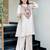 Women's cream embroidered straight crepe kurta with pant