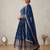 Royal blue zari embroidered georgette anarkali suit with dupatta