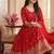 Red zari embroidered georgette anarkali suit with dupatta