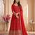 Red zari embroidered georgette anarkali suit with dupatta