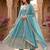 Sky blue zari embroidered georgette anarkali suit with dupatta
