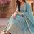 Sky blue zari embroidered georgette anarkali suit with dupatta