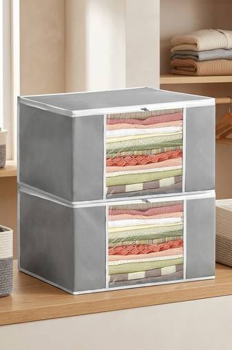 Clothes storage lehenga, suit, dress saree blouse cover garments bag wardrobe organiser pouches grey