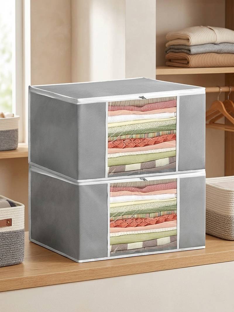 Clothes storage lehenga, suit, dress saree blouse cover garments bag wardrobe organiser pouches grey