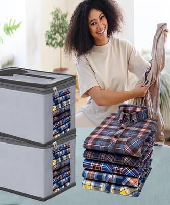 Clothes storage mens shirt cover jeans pant t shirt trousers garments organizer for wardrobe grey 2