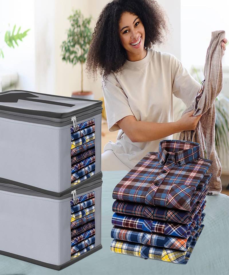 Clothes storage mens shirt cover jeans pant t shirt trousers garments organizer for wardrobe grey