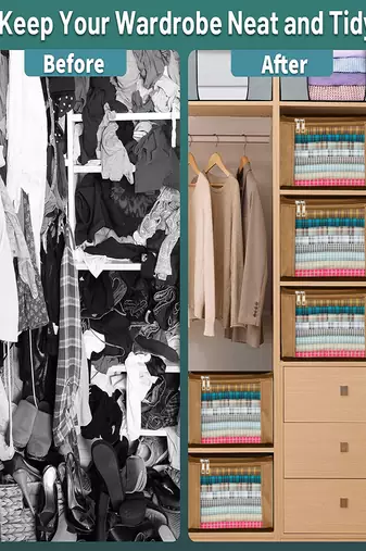 Clothes storage mens shirt cover jeans pant t shirt trousers garments organizer for wardrobe brown